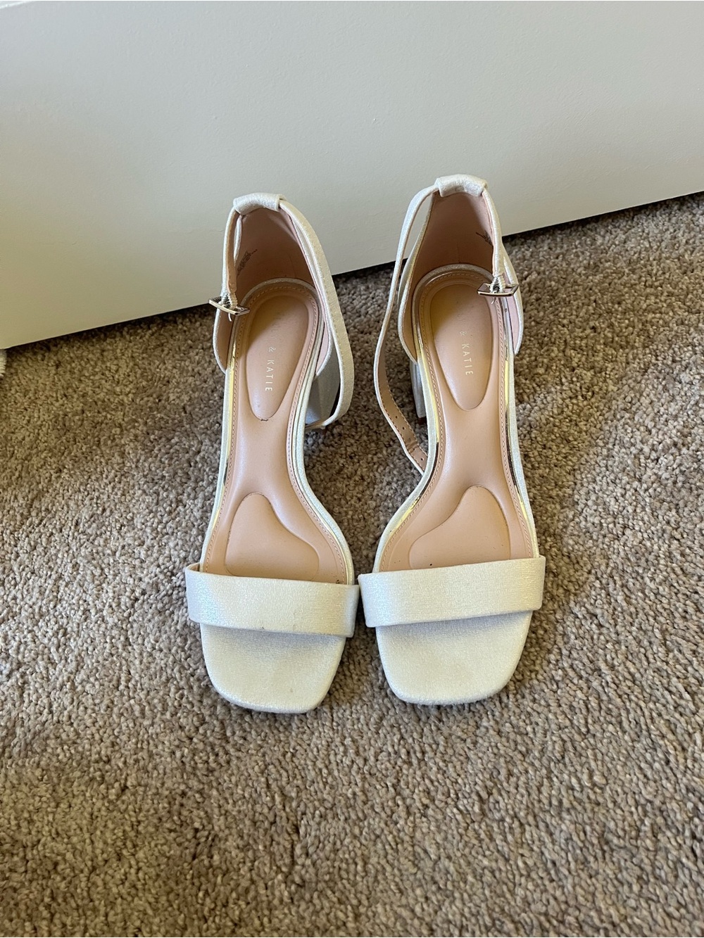 Kelly & Katie silver sparkle Ankle Strap Block Heel Sandals